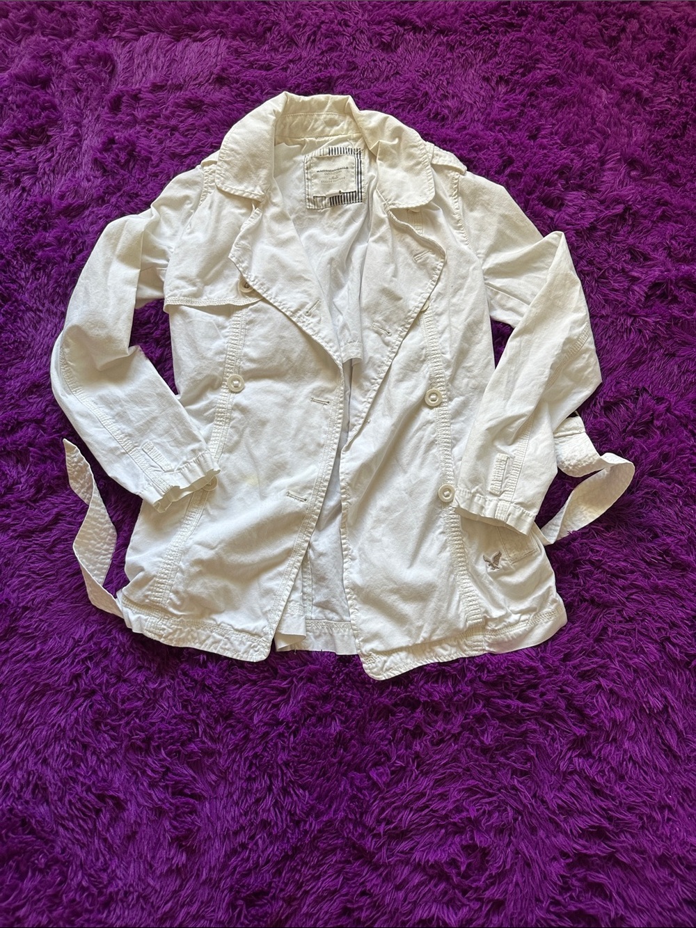 American Eagle Outfitters Cream Lightweight Trench Coat